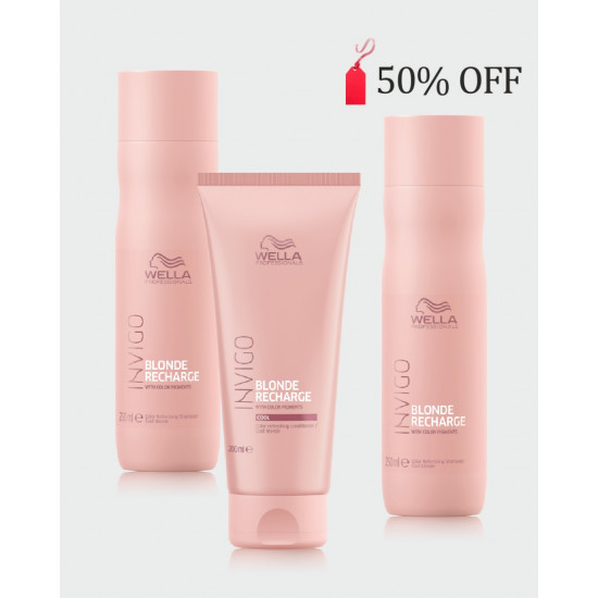 Wella Bundle Offer 50% OFF second bottle of shampoo- Professionals Invigo Blond Recharge Shampoo X 2 + Conditioner
